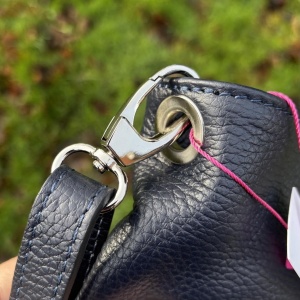 Leather Bucket Bag - Navy (SILVER HARDWARE)